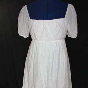 Final Touch White Size Small Puff Sleeve Tie Back Short Sleeve Knee Length Dress